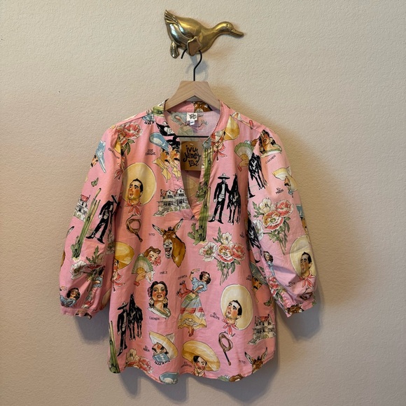 Ivy Jane Pink Vaquero Artistic Women's Blouse - Picture 1 of 16